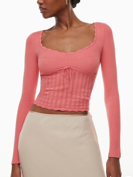 Aritzia Tops - 🍑 Aritzia Wilfred Soloist Sweater Ribbed Long Sleeve Top - Petunia Pink